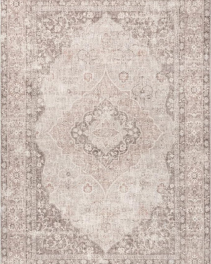 nuLOOM Elsa Floral Blossom Machine Washable Ultra Thin Area Rug, 4' x 6', Beige - LeafyLoom