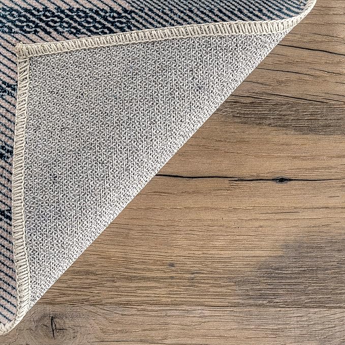nuLOOM Lennie Modern Multi Striped Machine Washable Ultra Thin Area Rug, 3' x 5', Beige - LeafyLoom