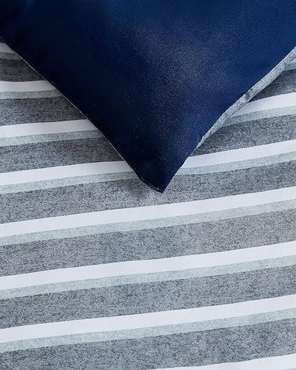 Nautica - Queen Comforter Set, Reversible Bedding with Matching Shams, Home Decor for All Seasons (Heathered Block Grey, Queen) - LeafyLoom