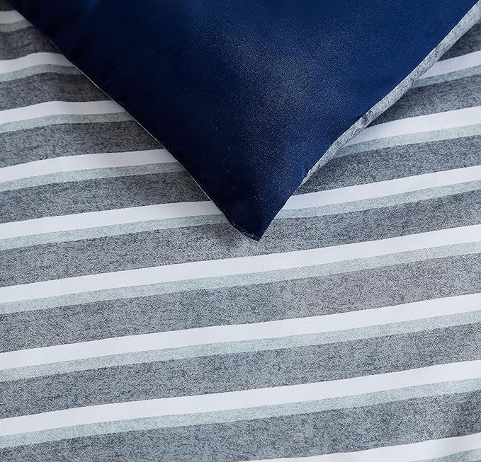 Nautica - Queen Comforter Set, Reversible Bedding with Matching Shams, Home Decor for All Seasons (Heathered Block Grey, Queen) - LeafyLoom