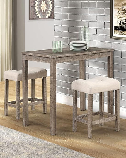 NicBex Kitchen Table for 2 Modern Dining Table Dining Room Table Set Wood 3-Piece Counter Height Dining Set for Kitchen, Bar, Living Room, Breakfast Nook, Small Space, Taupe - LeafyLoom