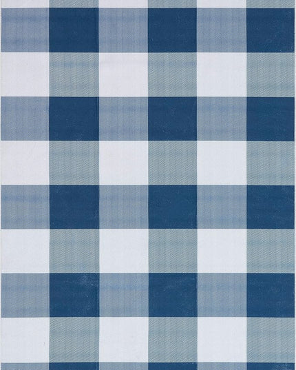 nuLOOM Lucy Machine Washable Farmhouse Buffalo Plaid Ultra Thin Area Rug, 8x10, Blue - LeafyLoom