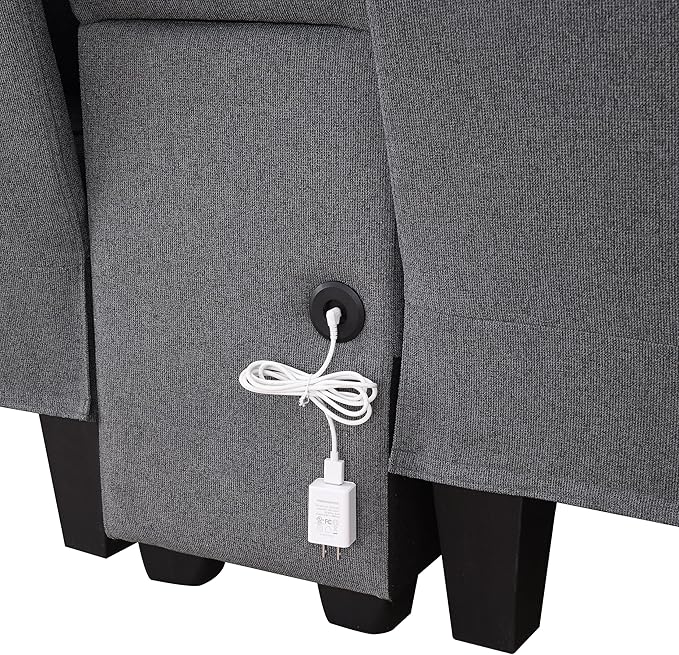 114" Modern Sofa, 4-seat Couch with Console, 2 Cupholders and 2 USB Ports Wired or Wirelessly Charged and 4 Pillows for Living Room, Apartment, 114.2inch, Dark Gray - LeafyLoom