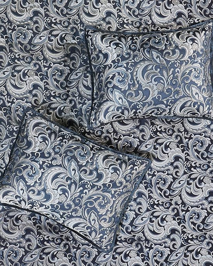 Madison Park Essentials Brystol 24 Piece Room in a Bag Faux Silk Comforter Jacquard Paisley Design Matching Curtains Down Alternative All Season Bedding-Set, King(104 in x 92 in), Navy 24 Piece - LeafyLoom
