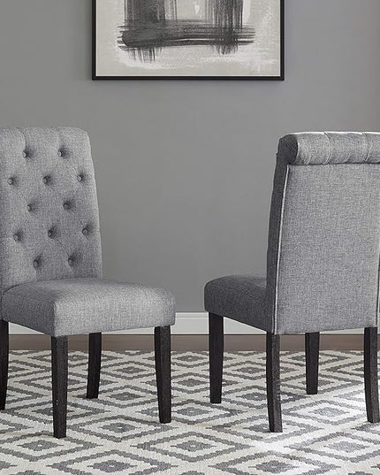 Roundhill Furniture Leviton Urban Style Dark Washed Wood Dining Set: Table, 4 Chairs and Bench, Gray - LeafyLoom