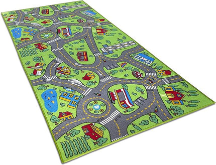 Kids Rug Carpet Playmat City Life Learn Have Fun Safe, Children's Educational, Road Traffic System, Multi Color Activity Centerpiece Play Mat! for Playing with Cars for Bedroom Playroom - LeafyLoom