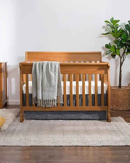DaVinci Kalani 4-in-1 Convertible Crib in Chestnut, Greenguard Gold Certified - LeafyLoom