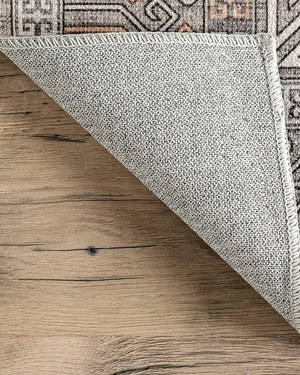 nuLOOM Tama Circle Medallion Machine Washable Ultra Thin Area Rug, 8' x 10', Brown - LeafyLoom