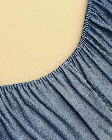 Simple&Opulence 100% Linen Sheet Set Solid Color-3 Pcs Washed French Linen Bed Sheets-Breathable Bedding Set-1 Flat Sheet,1 Fitted Sheet,1 Pillowcase (Twin,Blue) - LeafyLoom