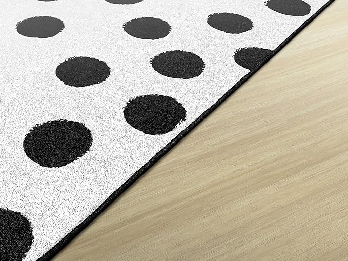 Flagship Carpets Schoolgirl Style Picasso Painted Dots Classroom Area Rug for Indoor Classroom Learning or Kid Bedroom Educational Play Mat, 7'6"x12', White - LeafyLoom