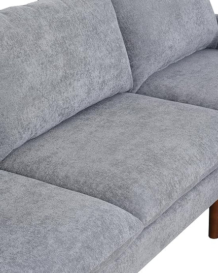 Sectional 86" Velvet Upholstered L-Shaped Sofa with Padded Cashmere,Multi-Functional 3 Seat Convertible Sleeper Couch w/Tapered Wood Legs and Adjustable Backrest,for Living Room,Grey - LeafyLoom
