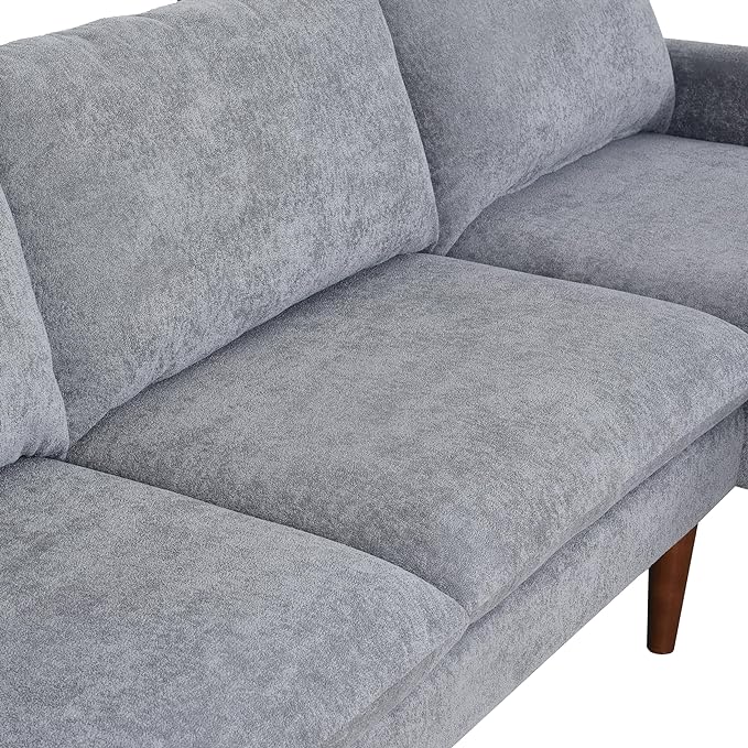 Sectional 86" Velvet Upholstered L-Shaped Sofa with Padded Cashmere,Multi-Functional 3 Seat Convertible Sleeper Couch w/Tapered Wood Legs and Adjustable Backrest,for Living Room,Grey - LeafyLoom