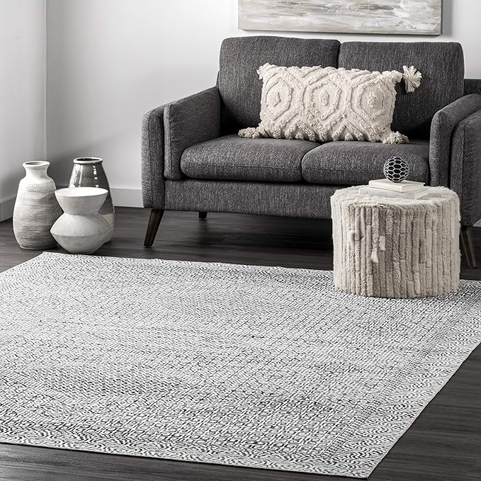 nuLOOM Abstract Tribal Machine Washable Ultra Thin Area Rug, 5x8, Grey - LeafyLoom