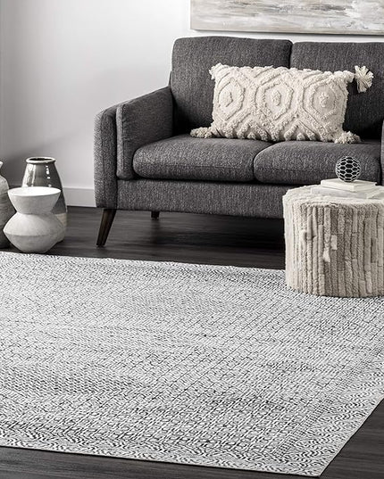 nuLOOM Abstract Tribal Machine Washable Ultra Thin Area Rug, 4x6, Grey - LeafyLoom