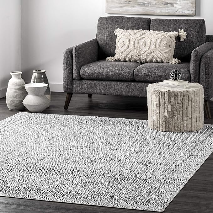 nuLOOM Abstract Tribal Machine Washable Ultra Thin Area Rug, 4x6, Grey - LeafyLoom