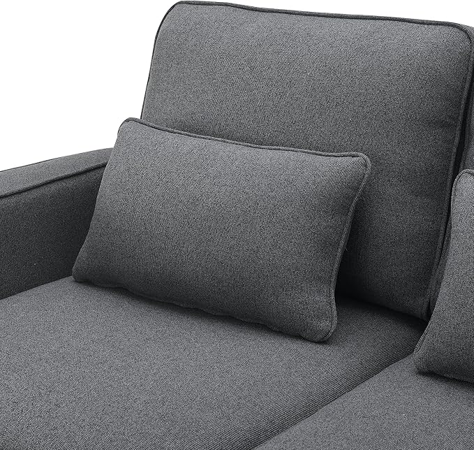 114" Modern Sofa, 4-seat Couch with Console, 2 Cupholders and 2 USB Ports Wired or Wirelessly Charged and 4 Pillows for Living Room, Apartment, 114.2inch, Dark Gray - LeafyLoom