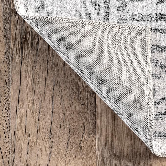 nuLOOM Bess Persian Vintage Machine Washable Ultra Thin Area Rug, 8' x 10', Ivory - LeafyLoom