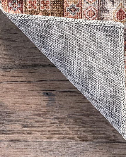 nuLOOM Cathie Persian Floral Machine Washable Ultra Thin Area Rug, 3' x 5', Beige - LeafyLoom