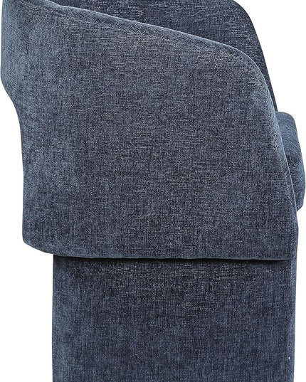 Meridian Furniture Emmet Collection Modern | Contemporary Dining Accent Chair with Rich Fabric, Steel Inner Frame, 26" W x 23.5" D x 30" H, Navy - LeafyLoom