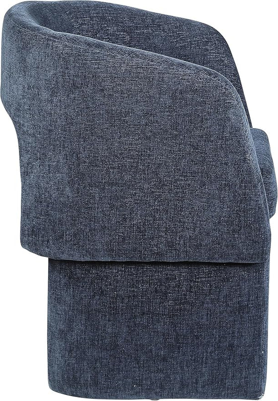 Meridian Furniture Emmet Collection Modern | Contemporary Dining Accent Chair with Rich Fabric, Steel Inner Frame, 26" W x 23.5" D x 30" H, Navy - LeafyLoom