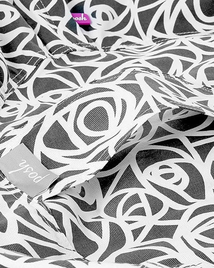 Posh Creations Bean Bag Chair for Kids, Teens, and Adults Includes Removable and Machine Washable Cover, 38in - Large, Canvas Roses Gray - LeafyLoom