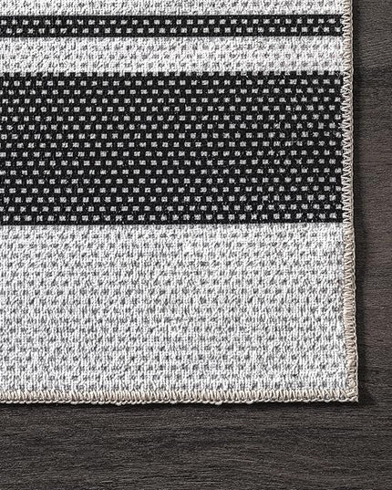 nuLOOM Lena Machine Washable Striped Ultra Thin Runner Rug, 2' 6" x 6', Grey - LeafyLoom