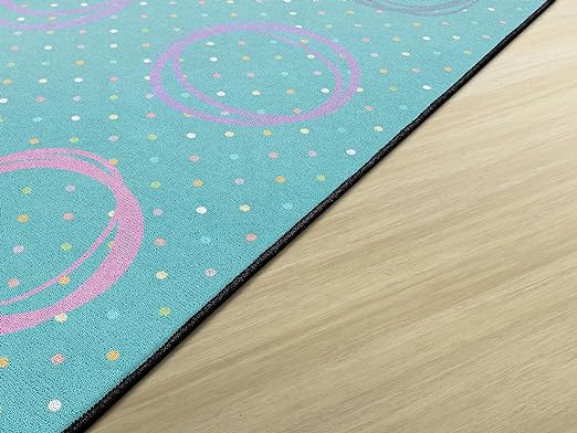 Flagship Carpets Smiley Circle Sampler Abstract Educational Area Rug for Kids Room Seating Décor, Children's Classroom, Play Carpet for Teaching and Playroom, Seats 24, 7'6"x12', Blue & Multi - LeafyLoom