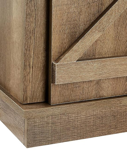 ROCKPOINT 60inch Entertainment TV Stand Media Console Industrial Cabinet, Dark Oak - LeafyLoom