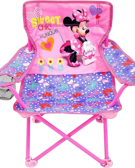 JAKKS Pacific Minnie Camp Chair for Kids, Portable Camping Fold N Go Chair with Carry Bag, Minnie - Bows - LeafyLoom