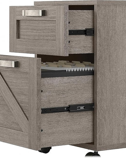 Bush Furniture Knoxville 2 Drawer Mobile File Cabinet, Rolling Document Storage for Home Office, Restored Gray - LeafyLoom