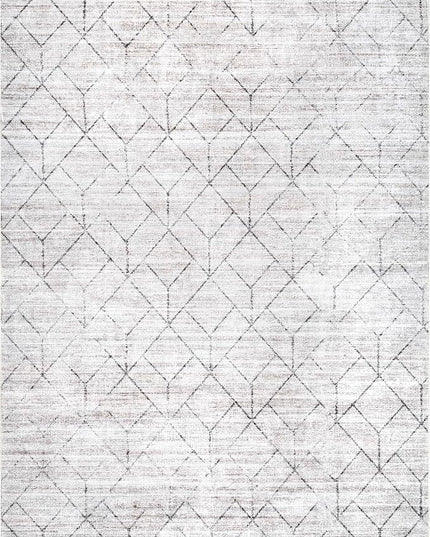 nuLOOM Regan Modern Geometric Machine Washable Ultra Thin Area Rug, 3' x 5', Light Grey - LeafyLoom