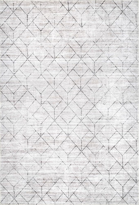 nuLOOM Regan Modern Geometric Machine Washable Ultra Thin Area Rug, 3' x 5', Light Grey - LeafyLoom