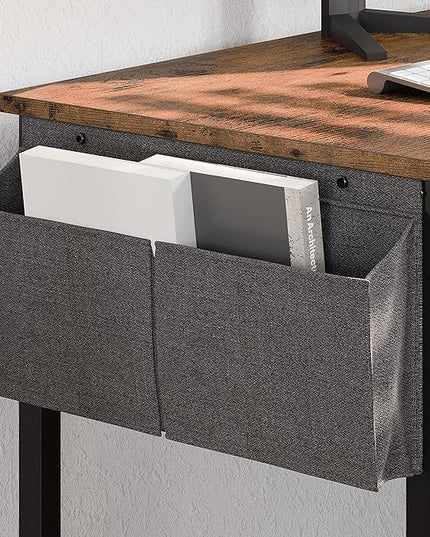 IRONCK L Shaped Computer Desk, 66" Corner Desk with Power Outlet, File Drawer, Keyboard Tray, Riser Monitor Shelf and Storage Bag, Study Writing Table Workstation for Home Office, Vintage Brown - LeafyLoom