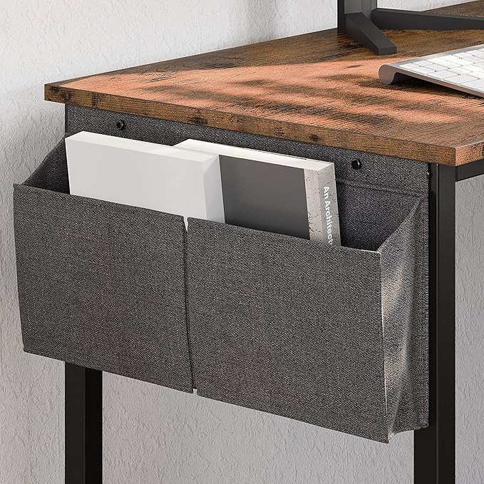 IRONCK L Shaped Computer Desk, 66" Corner Desk with Power Outlet, File Drawer, Keyboard Tray, Riser Monitor Shelf and Storage Bag, Study Writing Table Workstation for Home Office, Vintage Brown - LeafyLoom