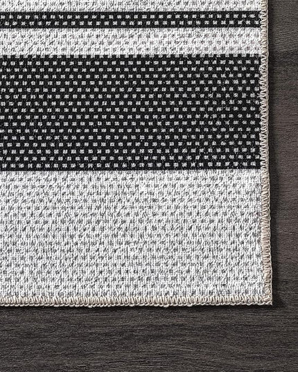 nuLOOM Lena Machine Washable Striped Area Rug, 5' x 8', Grey, Rectangular - LeafyLoom