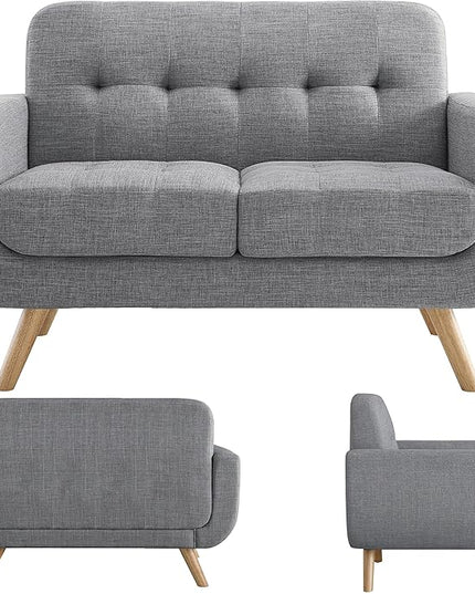 ROSEVERA Elena Contemporary Accent Armchair with Linen Upholstery Living Room Furniture, Gray - LeafyLoom