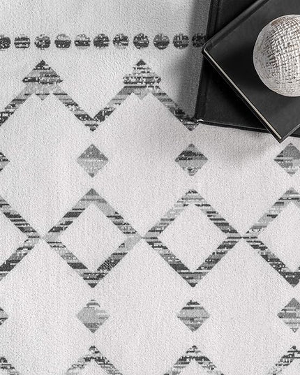 nuLOOM Moroccan Blythe Machine Washable Ultra Thin Area Rug, 6' x 9', Grey - LeafyLoom
