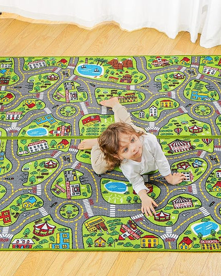 JOYIN 2 Pack Playmat City Life Carpet for Kids Age 3+, Jumbo Play Room Rug, City Pretend Play - LeafyLoom
