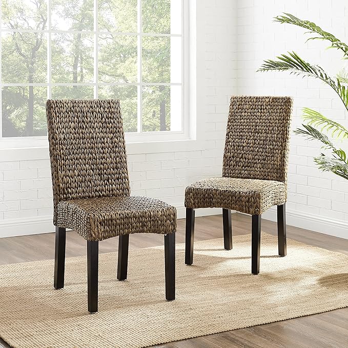 Crosley Furniture Edgewater Dining Chair, Set of 2, Seagrass - LeafyLoom