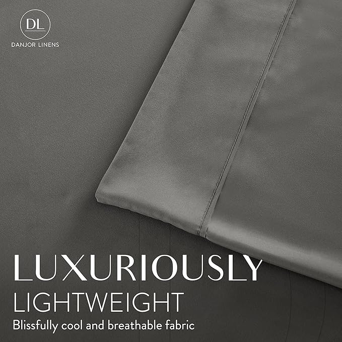 Danjor Linens Twin Sheets Set - Hotel Luxury Essential Bedding - 4 pc Soft Bedding & Pillowcases Set with Deep Pockets - Breathable Bed Sheets, Wrinkle Free - Grey Sheets - LeafyLoom