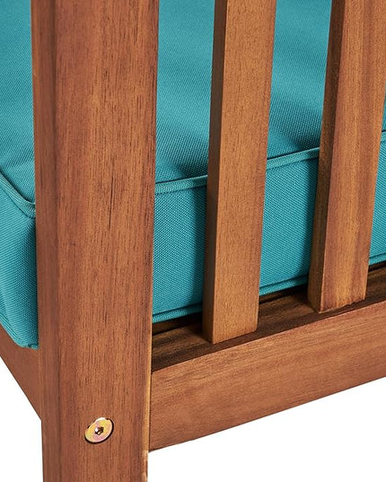 Christopher Knight Home Carolina Outdoor Acacia Wood Sofa Set with Water Resistant Cushions, 4-Pcs Set, Brown Patina / Teal - LeafyLoom