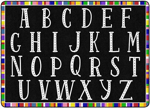 Flagship Carpets Colorful Abc's Multicolor Border Area Rug for Childrens Classroom, at Home Education or Kids Play Room, 6' x 8'4", Rectangle - LeafyLoom