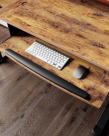 EUREKA ERGONOMIC Standing Desk with Keyboard Tray, Computer Desk, 61" L Shaped Electric Adjustable Height Desk w Monitor Stand LED, Corner Sit Stand Desk Gaming Desk, Dual Motor,Left/Rustic Brown - LeafyLoom