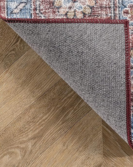 nuLOOM Zena Medallion Machine Washable Ultra Thin Area Rug, 6' x 9', Rust - LeafyLoom