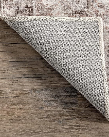 nuLOOM Elsa Floral Blossom Machine Washable Ultra Thin Area Rug, 8' x 10', Beige - LeafyLoom