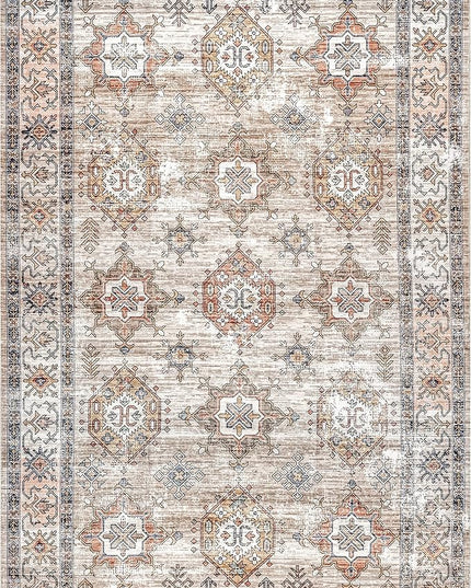 nuLOOM Finley Machine Washable Vintage Distressed Ultra Thin Area Rug, 9' x 12', Beige - LeafyLoom
