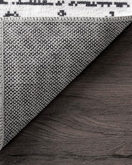nuLOOM Noa Machine Washable Tribal Moroccan Ultra Thin Area Rug, 5x8, Ivory - LeafyLoom