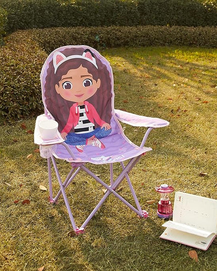 Idea Nuova Kids Indoor-Outdoor Folding Camp Chair, Gabbys Dollhouse - LeafyLoom