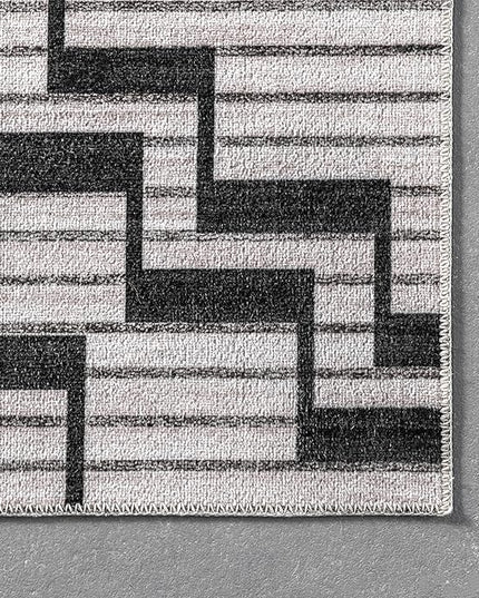 nuLOOM Tashia Modern Geometric Machine Washable Ultra Thin Area Rug, 8' x 10', Charcoal - LeafyLoom