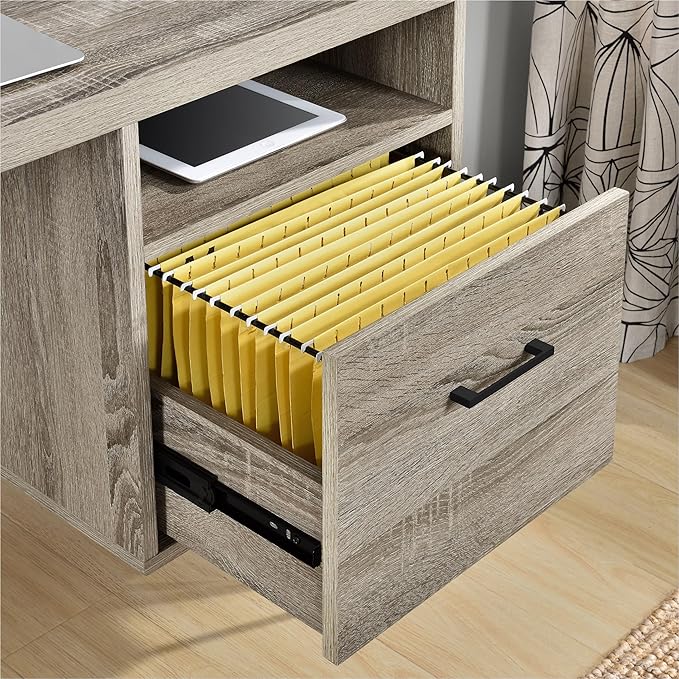 Ameriwood Home Landon Desk, Weathered Oak - LeafyLoom